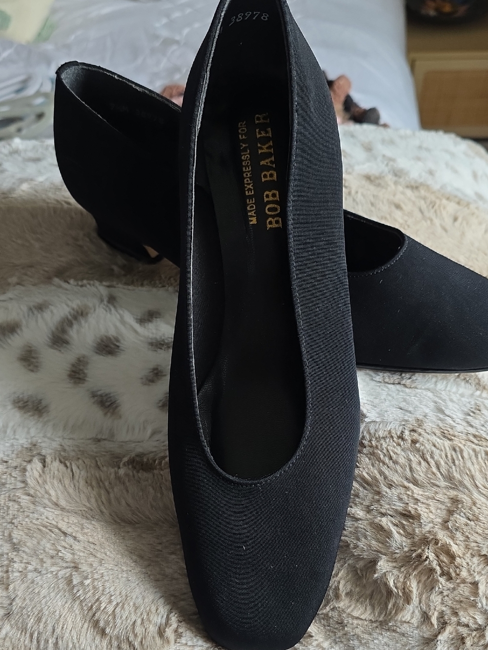 Bob Baker Classic Black Low Block Heel Pumps